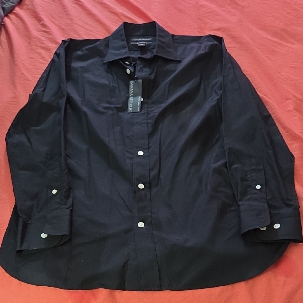 Banana Republic Dark Black Casual Button Down Shirt
